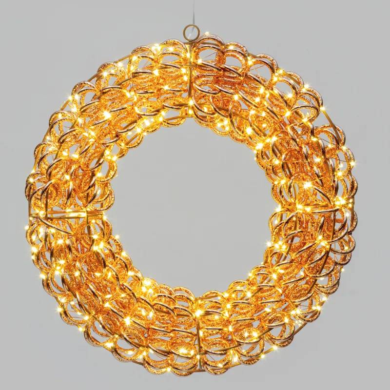 Lotti - Couronne lumineuse ø40cm Rose Gold 400 MicroLED blanc chaud fixe & scintillant IP44 métal Lotti - Image 7