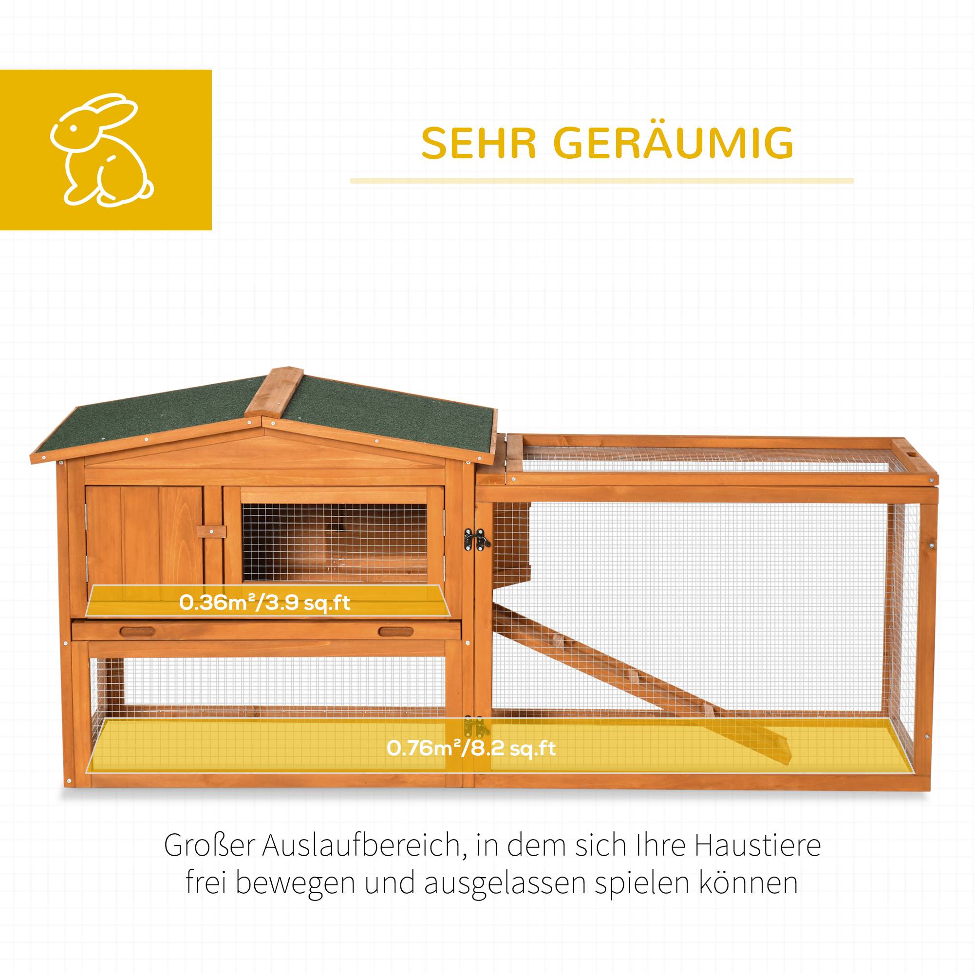 ComfortXL - Clapier lapin extérieur bois de sapin orange 156 x 58 x 68 cm avec enclos sécurisé - ComfortXL Outdoor Living - Image 7