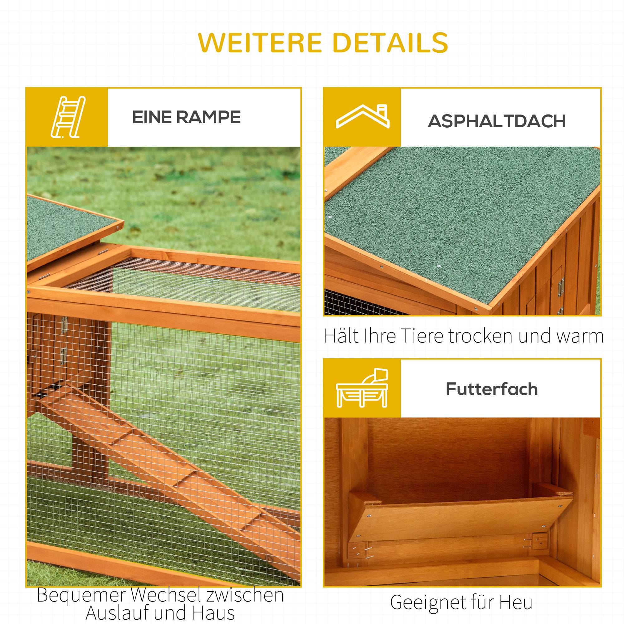 ComfortXL - Clapier lapin extérieur bois de sapin orange 156 x 58 x 68 cm avec enclos sécurisé - ComfortXL Outdoor Living - Image 9