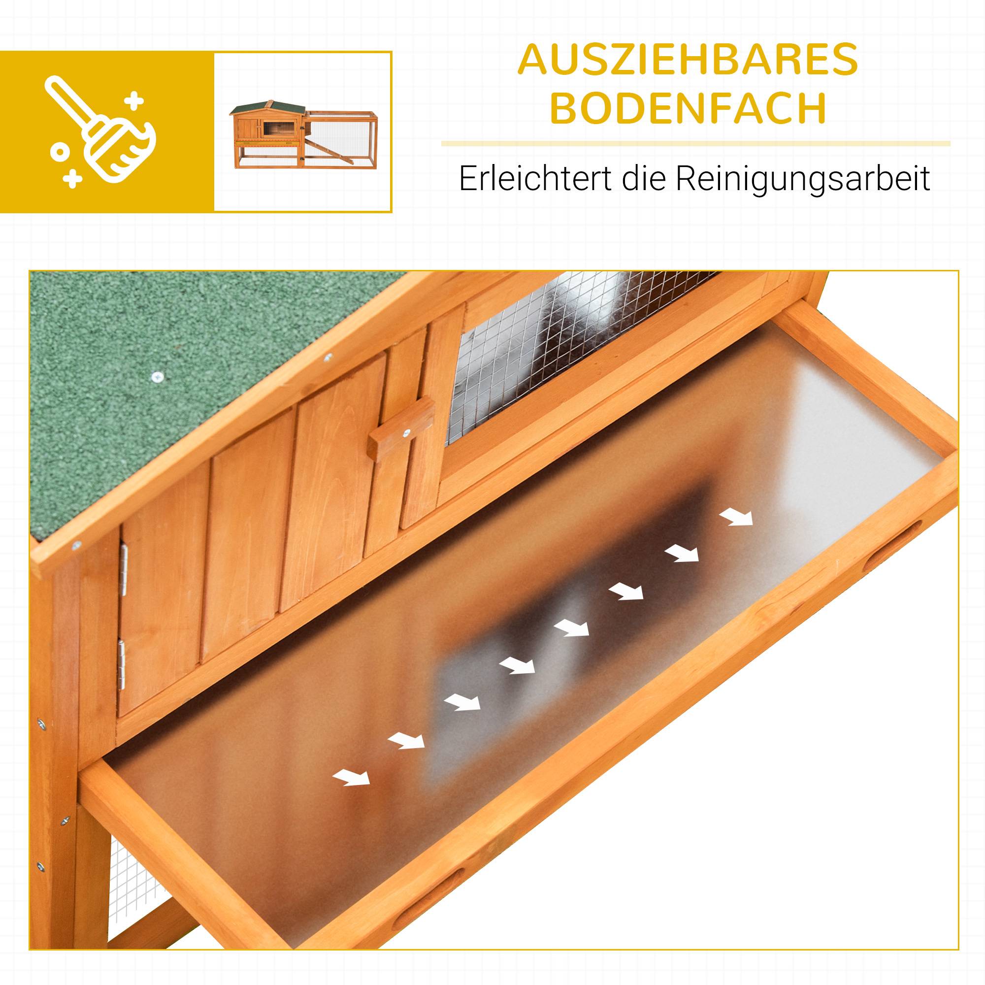 ComfortXL - Clapier lapin extérieur bois de sapin orange 156 x 58 x 68 cm avec enclos sécurisé - ComfortXL Outdoor Living - Image 8