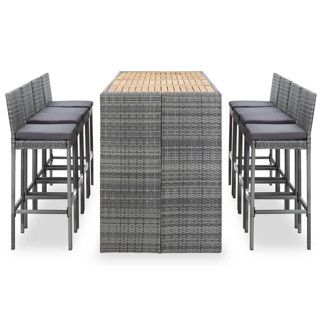Vidaxl - Ensemble de bar d'extérieur 9 pcs poly rotin bois d'acacia Gris vidaXL 49567 - Image 9