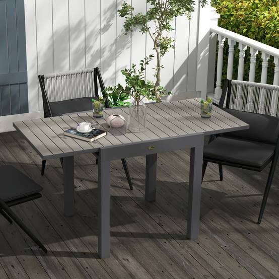 ComfortXL - Table de jardin extensible aluminium gris 81-162 x 80 x H75 cm 4-6 personnes - ComfortXL Outdoor Living - Image 3