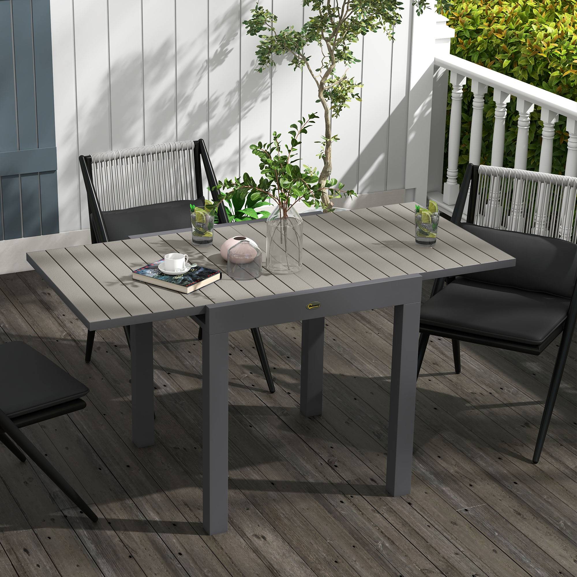 ComfortXL - Table de jardin extensible aluminium gris 81-162 x 80 x H75 cm 4-6 personnes - ComfortXL Outdoor Living - Image 3