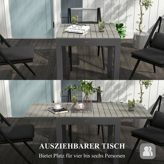 ComfortXL - Table de jardin extensible aluminium gris 81-162 x 80 x H75 cm 4-6 personnes - ComfortXL Outdoor Living - Image 6