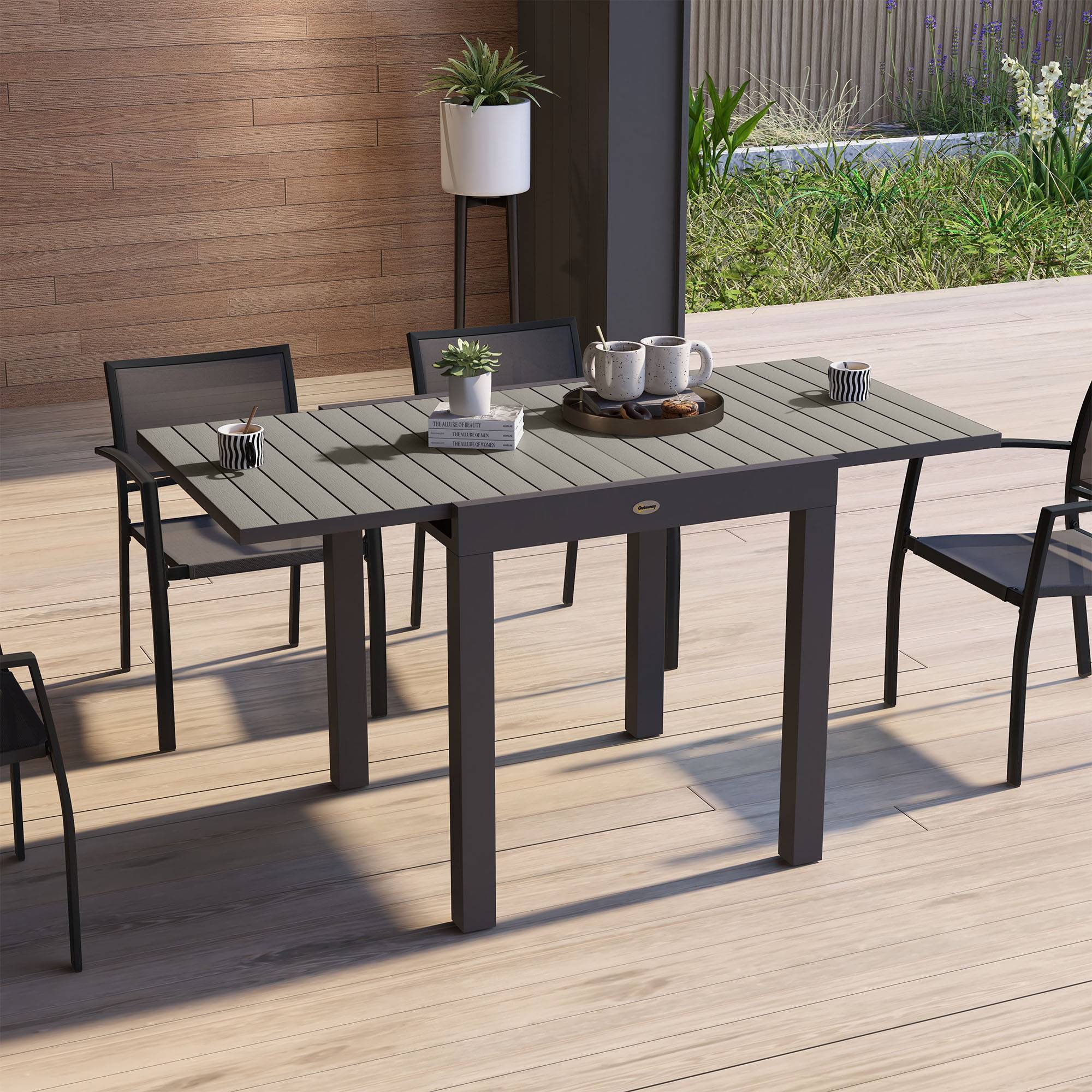 ComfortXL - Table de jardin extensible aluminium gris 81-162 x 80 x H75 cm 4-6 personnes - ComfortXL Outdoor Living - Image 4