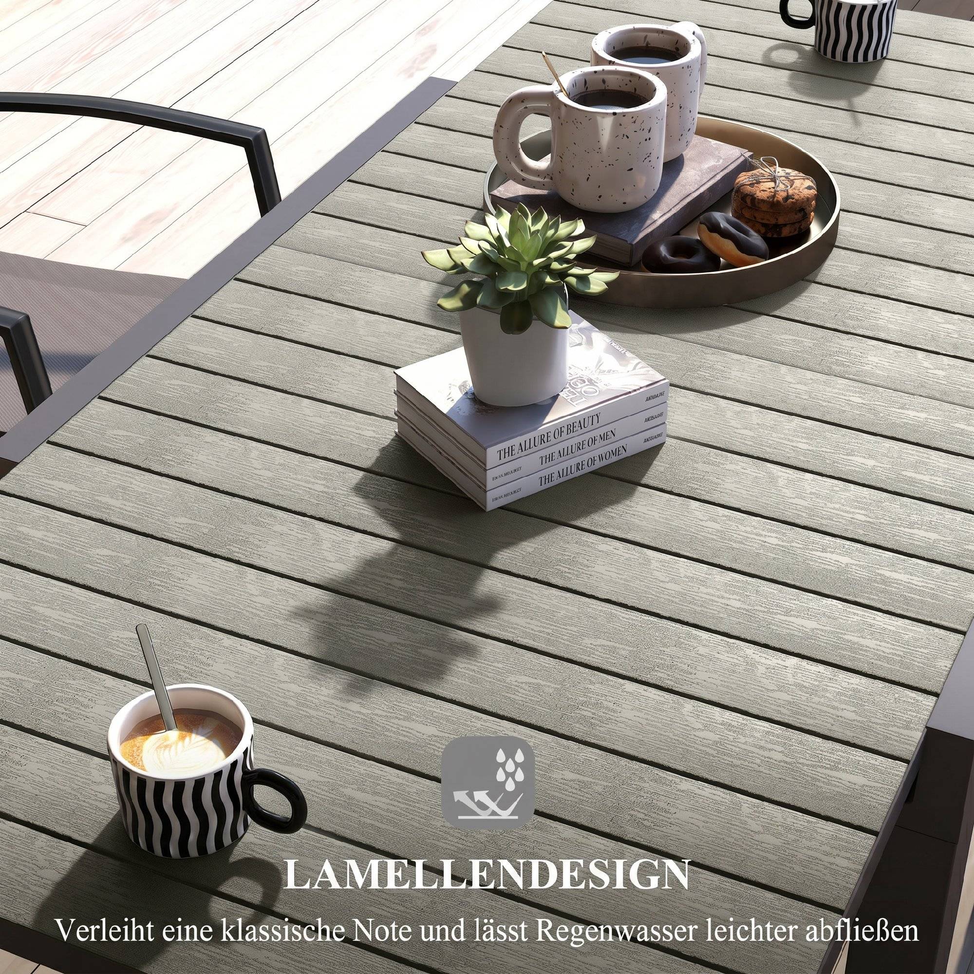 ComfortXL - Table de jardin extensible aluminium gris 81-162 x 80 x H75 cm 4-6 personnes - ComfortXL Outdoor Living - Image 8