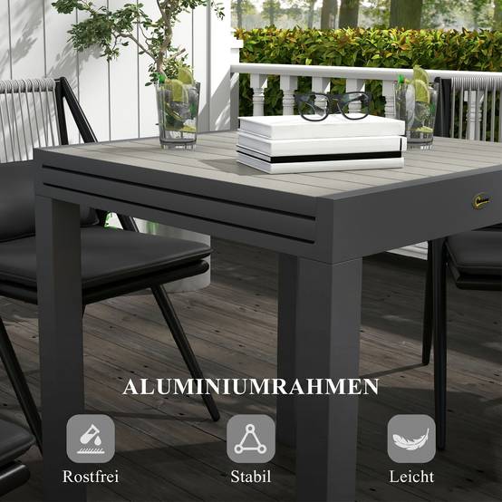 ComfortXL - Table de jardin extensible aluminium gris 81-162 x 80 x H75 cm 4-6 personnes - ComfortXL Outdoor Living - Image 7