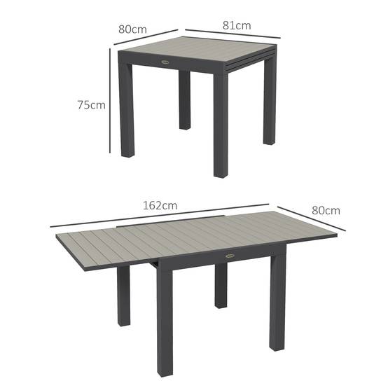 ComfortXL - Table de jardin extensible aluminium gris 81-162 x 80 x H75 cm 4-6 personnes - ComfortXL Outdoor Living - Image 5