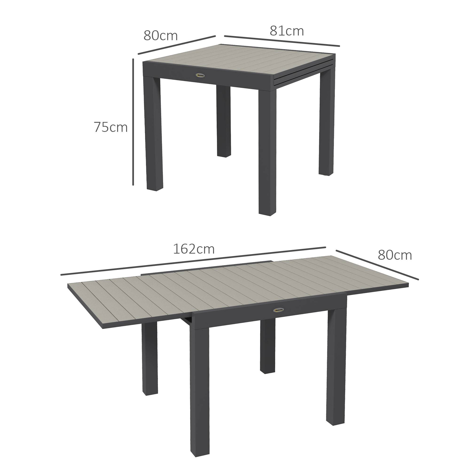 ComfortXL - Table de jardin extensible aluminium gris 81-162 x 80 x H75 cm 4-6 personnes - ComfortXL Outdoor Living - Image 5
