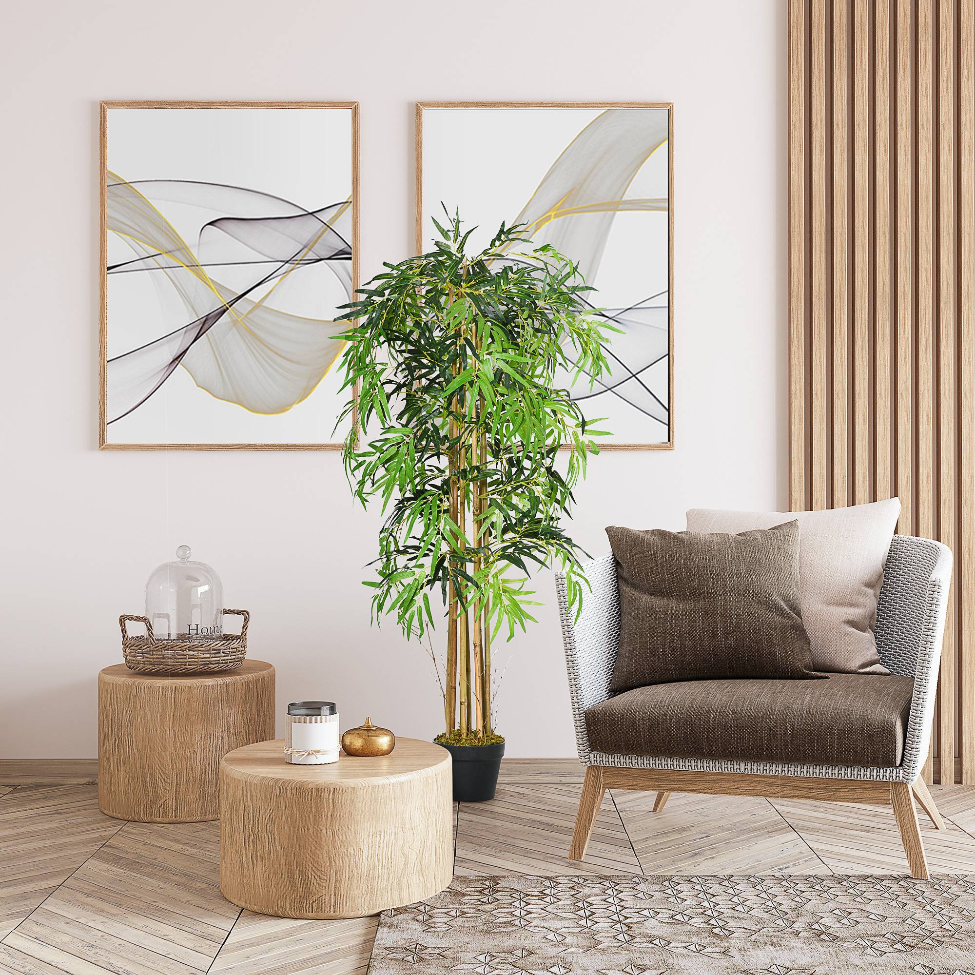 Bambou artificiel avec pot, intérieur, Φ18x150cm - Image 6