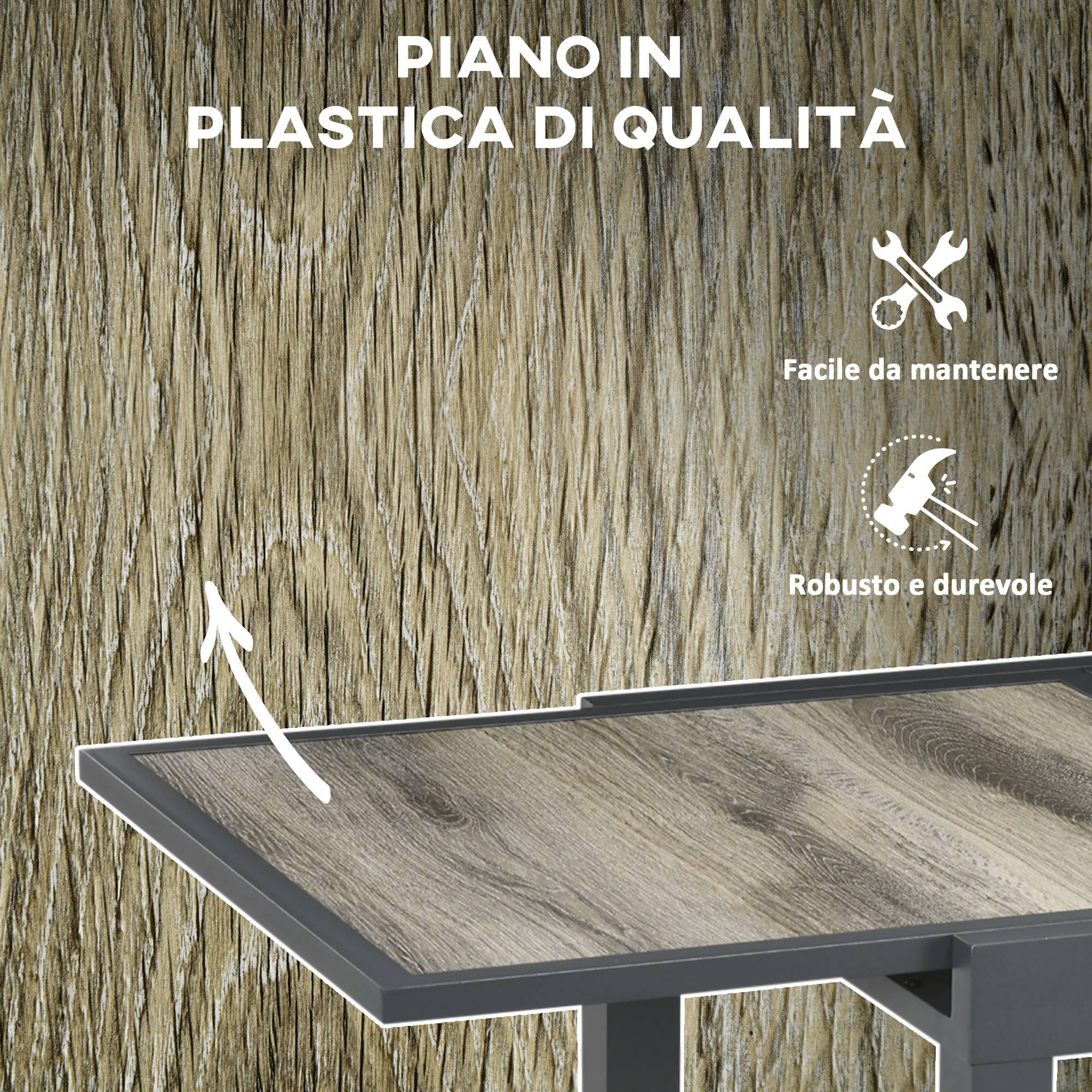 Table jardin extensible 6 personnes plastique aluminium, 80/160x80x75 cm beige - Image 8