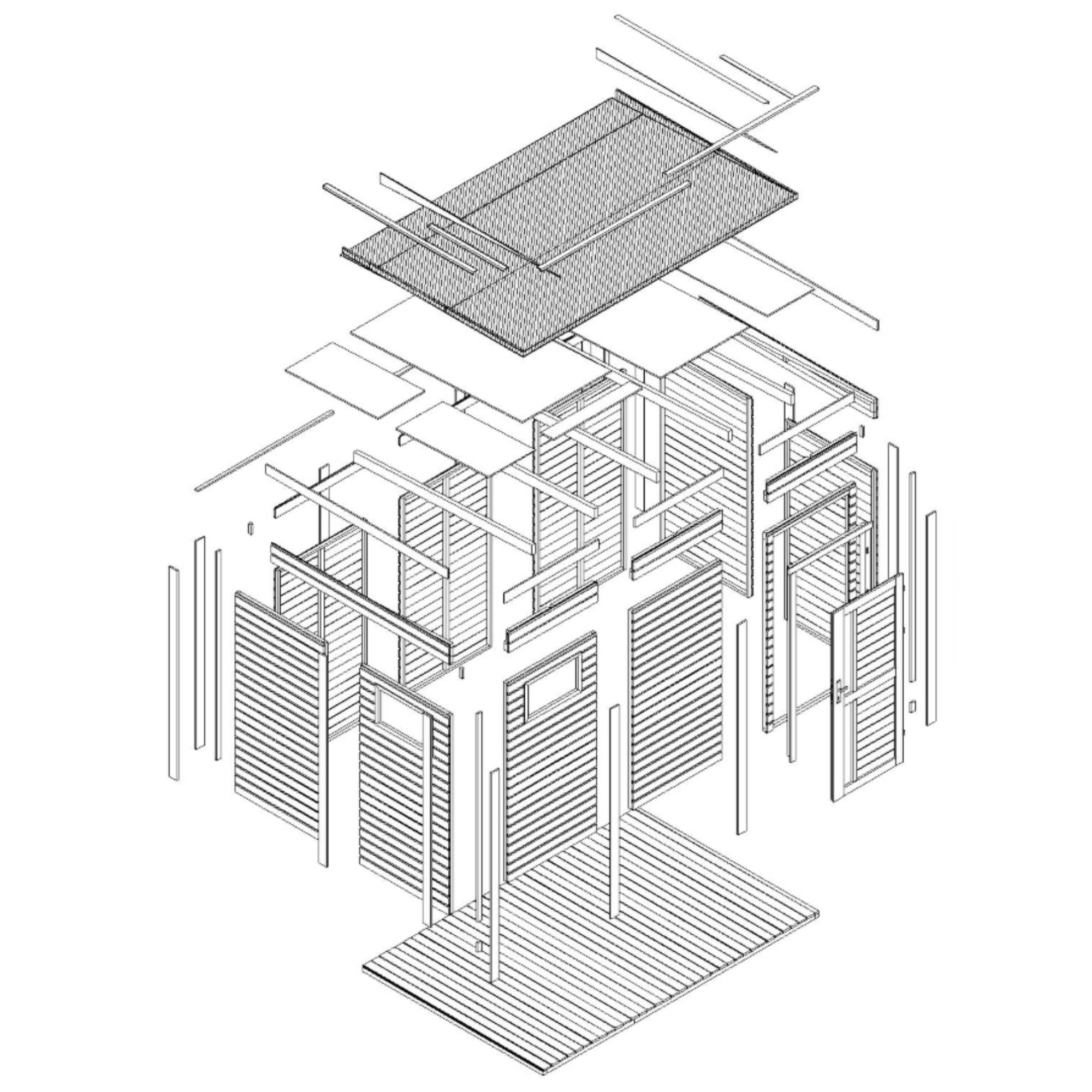 Timbela - Abri de jardin en bois 6,18 m² / 202x306xH216 cm - avec sol traité - Timbela M326F1+M326G - Image 7