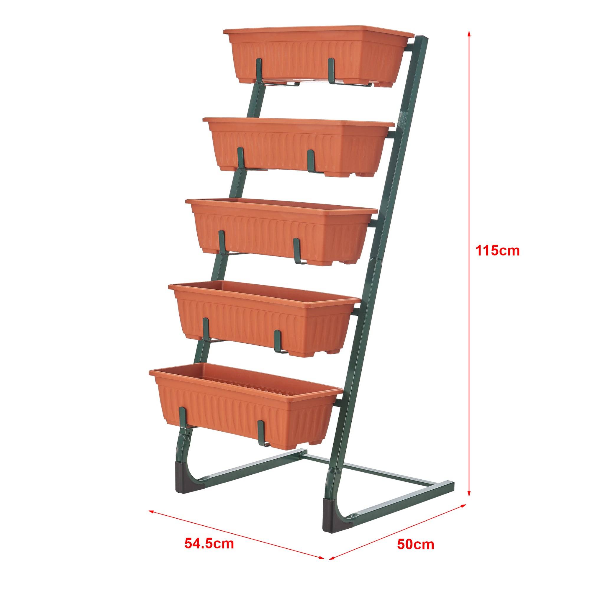 Helloshop26 - Jardinière verticale schiedam à 5 niveaux 54,5 x 50 x 115 cm vert foncé marron - Image 3