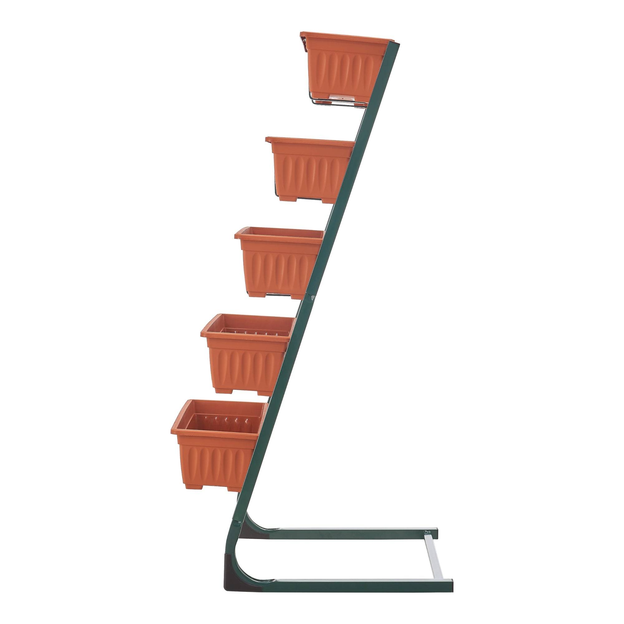 Helloshop26 - Jardinière verticale schiedam à 5 niveaux 54,5 x 50 x 115 cm vert foncé marron - Image 4