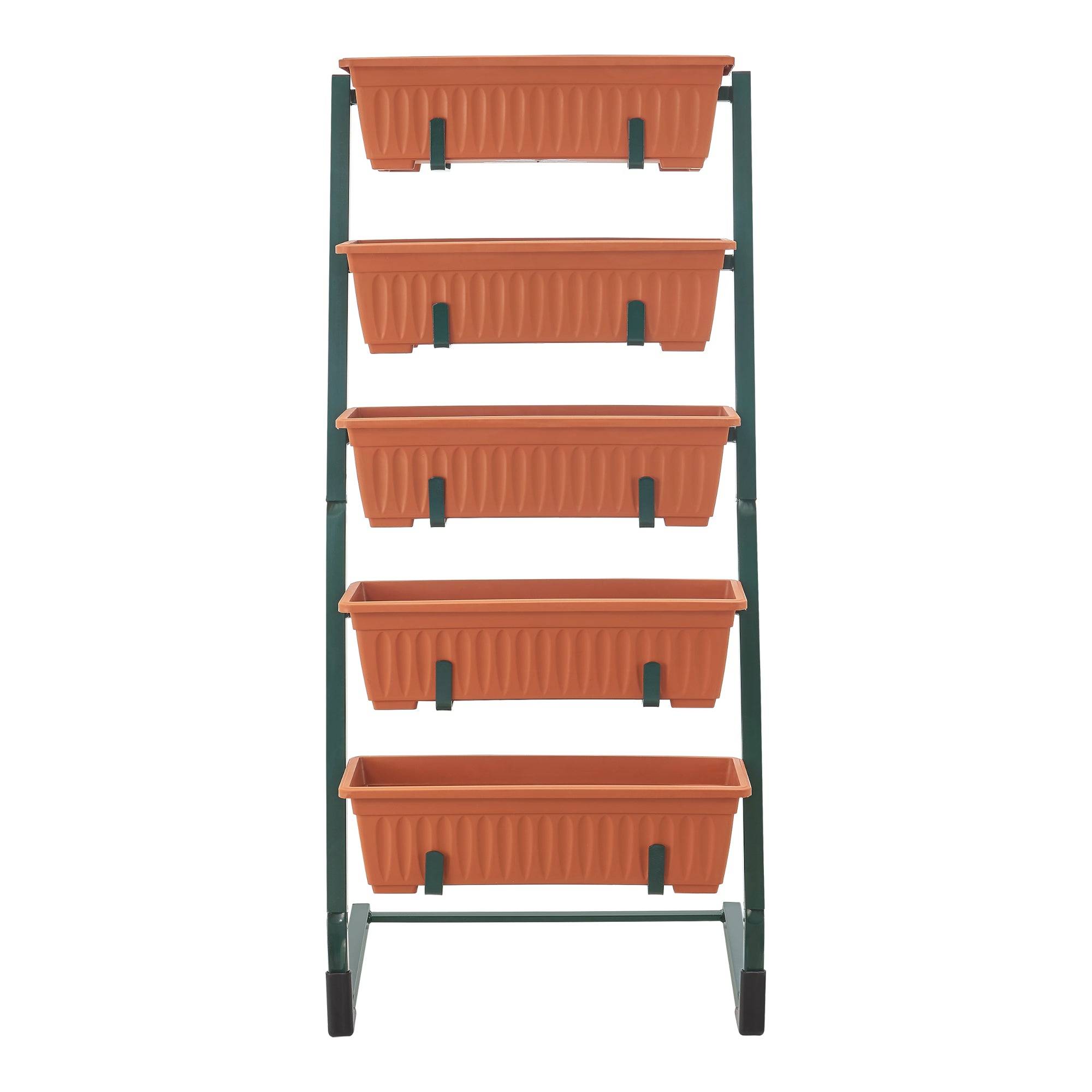 Helloshop26 - Jardinière verticale schiedam à 5 niveaux 54,5 x 50 x 115 cm vert foncé marron - Image 1