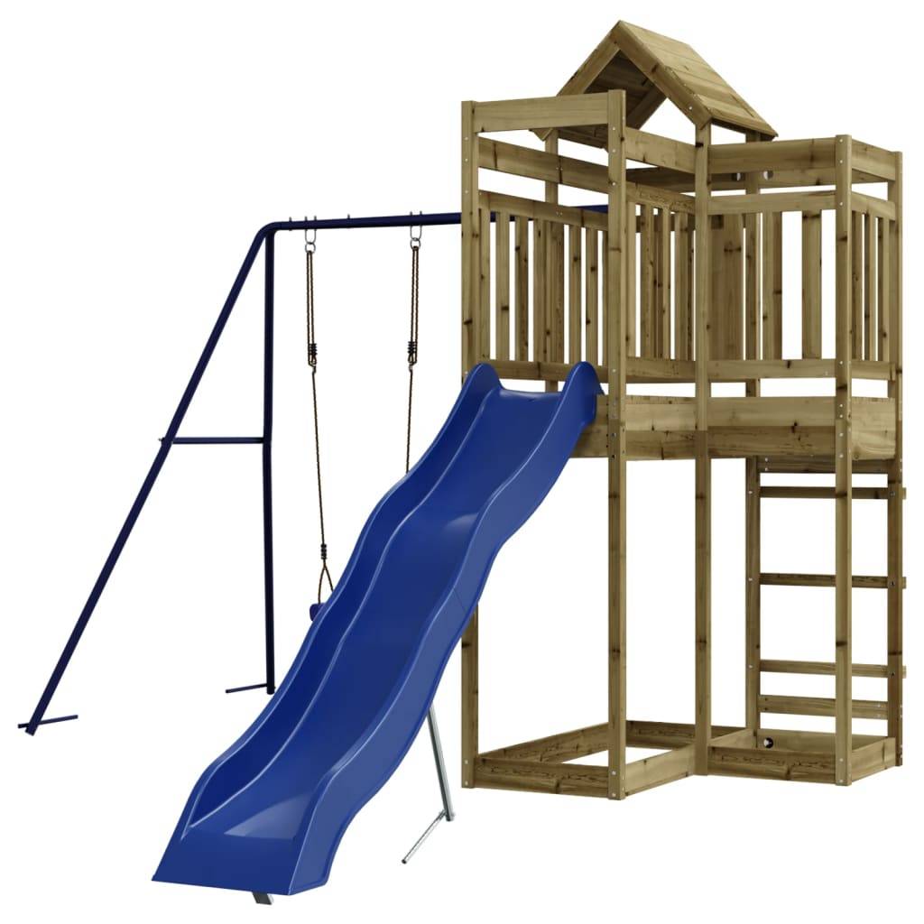 Helloshop26 - Aire de jeux d'extérieur balançoires toboggan portiques robuste jeux jardin 291 x 373 x 238 cm bois de pin imprégné - Image 2