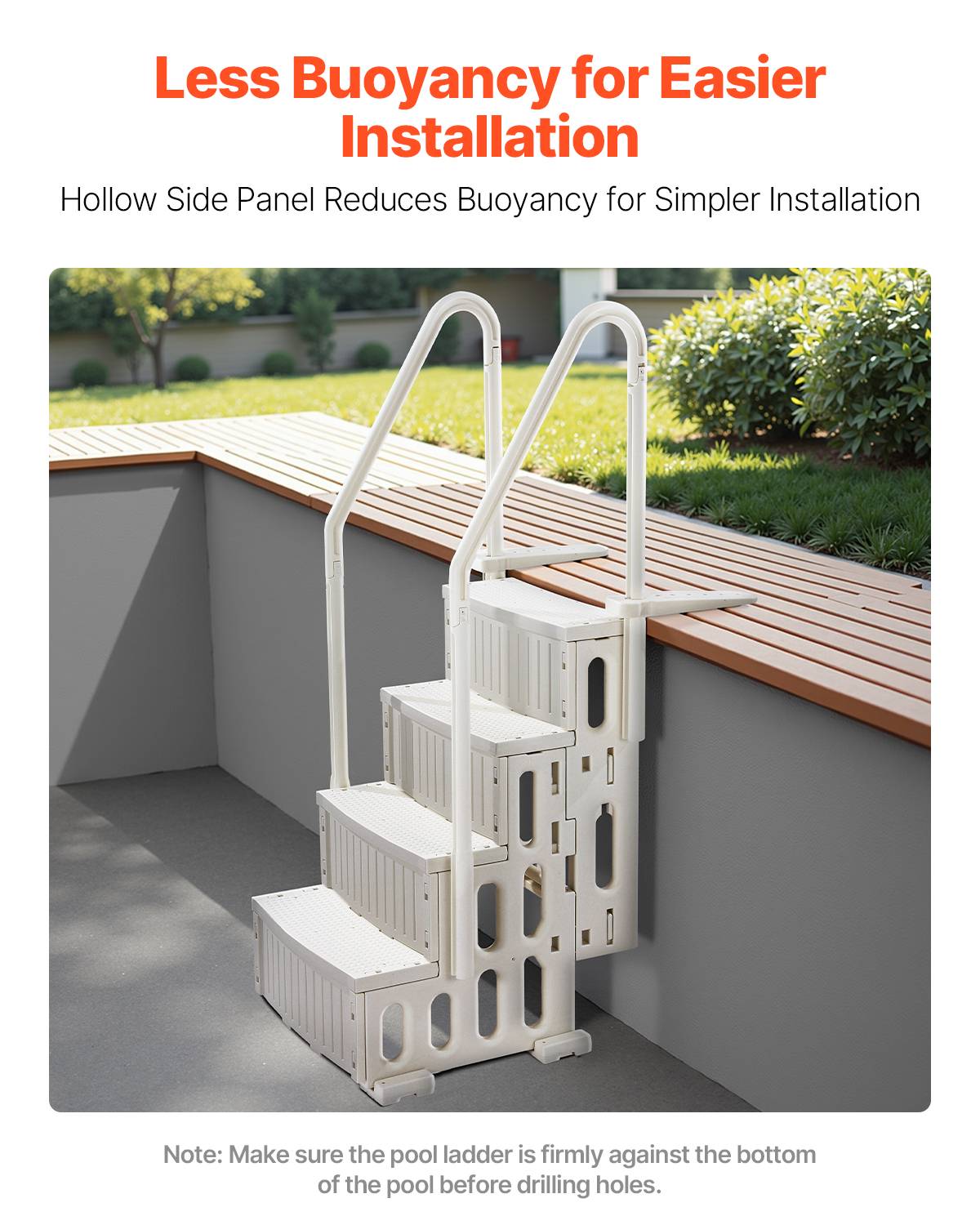 Vevor - VEVOR Escalier de Piscine de 122-137 cm 4 Marches avec 2 Rampes 181,4 kg Blanc - Image 4