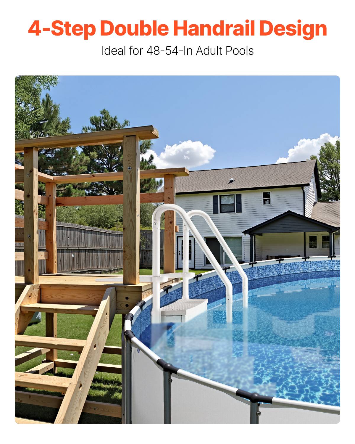 Vevor - VEVOR Escalier de Piscine de 122-137 cm 4 Marches avec 2 Rampes 181,4 kg Blanc - Image 2