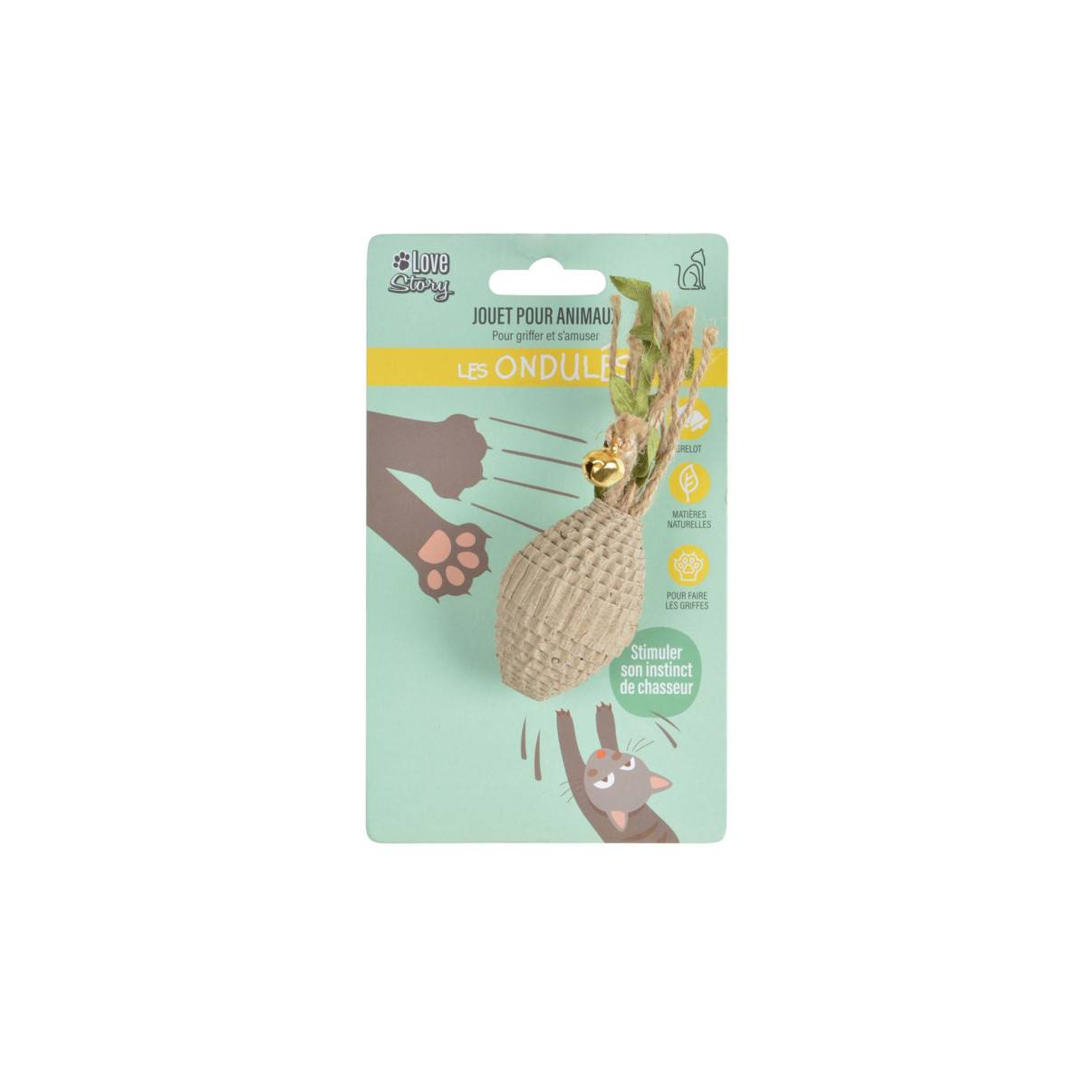 Love Story - Jouet pour Chat "Balle & Ficelles" 13cm Naturel - Image 3