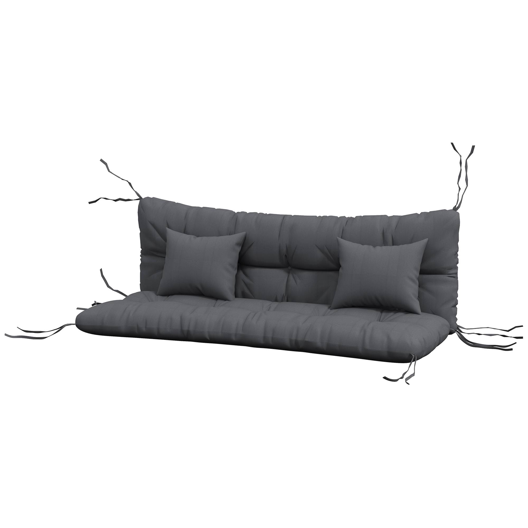 Ensemble 4 coussins balancelle tissu polyester assise dossier oreillers 150x50cm gris - ComfortXL Outdoor Living - Image 2
