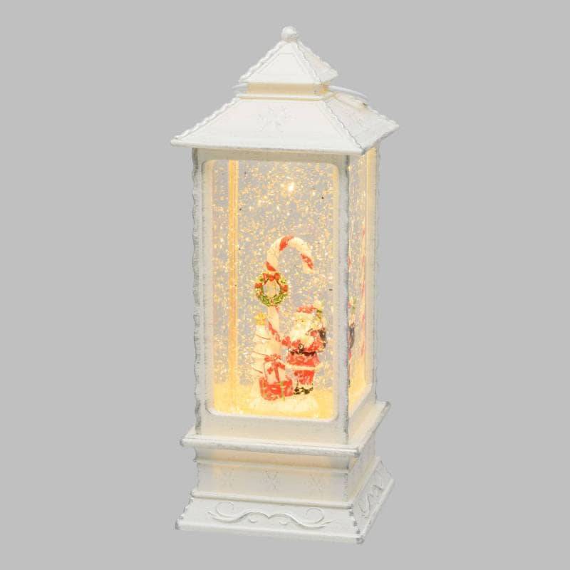 Lotti - Lanterne Rectangulaire Père Noël et Candy Cane Blanc GLITTER LED H27,5cm Lotti - Image 1