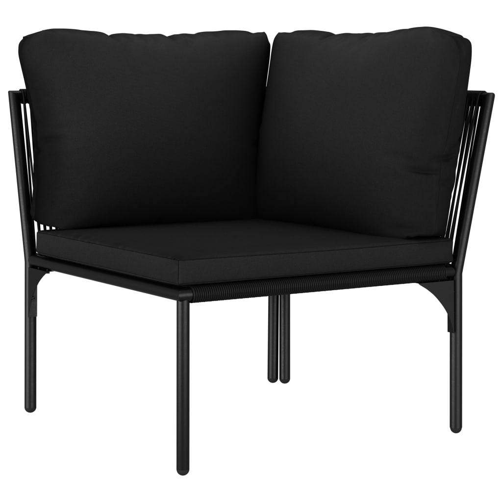 Helloshop26 - Salon de jardin meuble d'extérieur ensemble de mobilier 6 pièces avec coussins noir pvc - Image 5