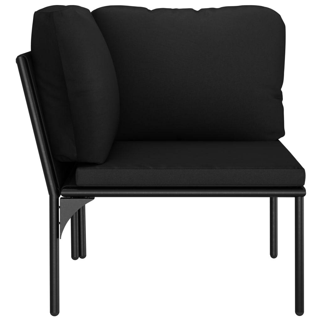 Helloshop26 - Salon de jardin meuble d'extérieur ensemble de mobilier 6 pièces avec coussins noir pvc - Image 6