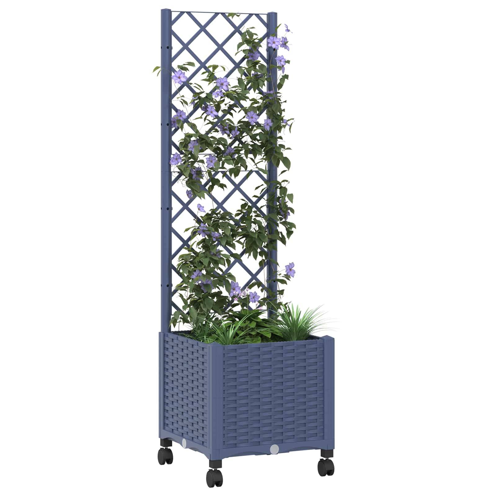 Bac à fleurs polypropylène gris bleu 40 x 40 x 146 cm - PANGIVO - Image 3