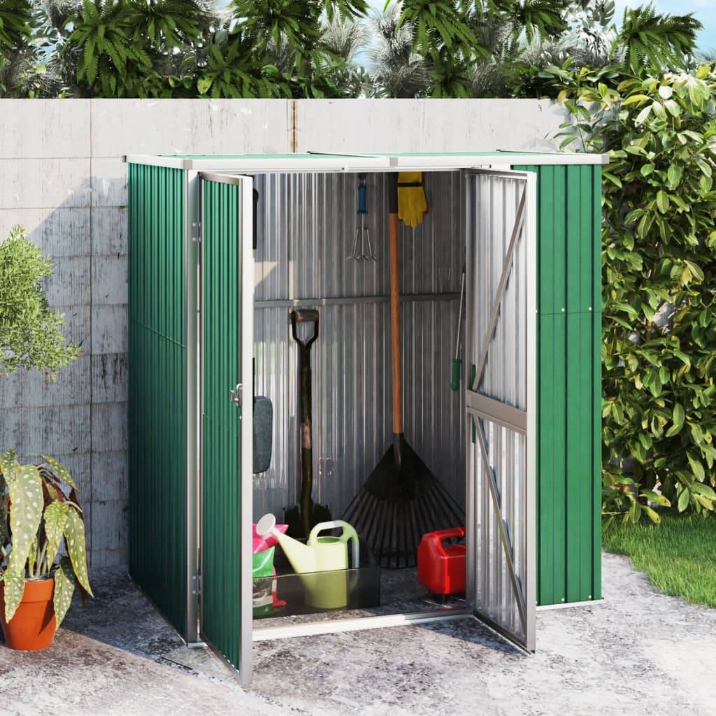 Abri à outils 1.43m² - Cabane à outils - Abri de jardin vert 161x89x161 cm acier galvanisé MAISON CHIC - Image 2