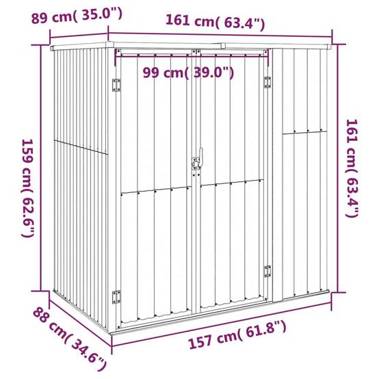Abri à outils 1.43m² - Cabane à outils - Abri de jardin vert 161x89x161 cm acier galvanisé MAISON CHIC - Image 7