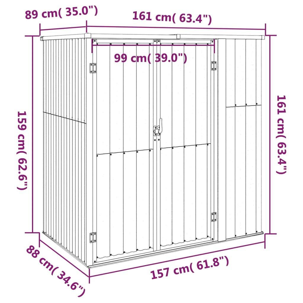 Abri à outils 1.43m² - Cabane à outils - Abri de jardin vert 161x89x161 cm acier galvanisé MAISON CHIC - Image 7