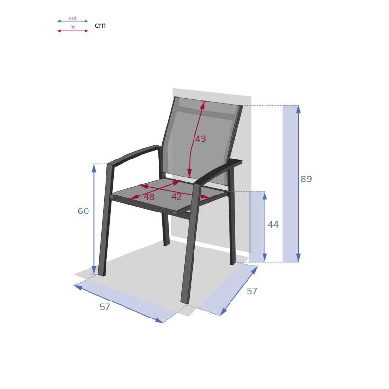Hesperide - Fauteuil de jardin empilable "Axiome" silex & gris quartz en aluminium traité époxy Hespéride - Image 4