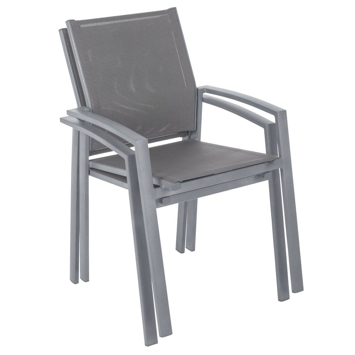 Hesperide - Fauteuil de jardin empilable "Axiome" silex & gris quartz en aluminium traité époxy Hespéride - Image 2