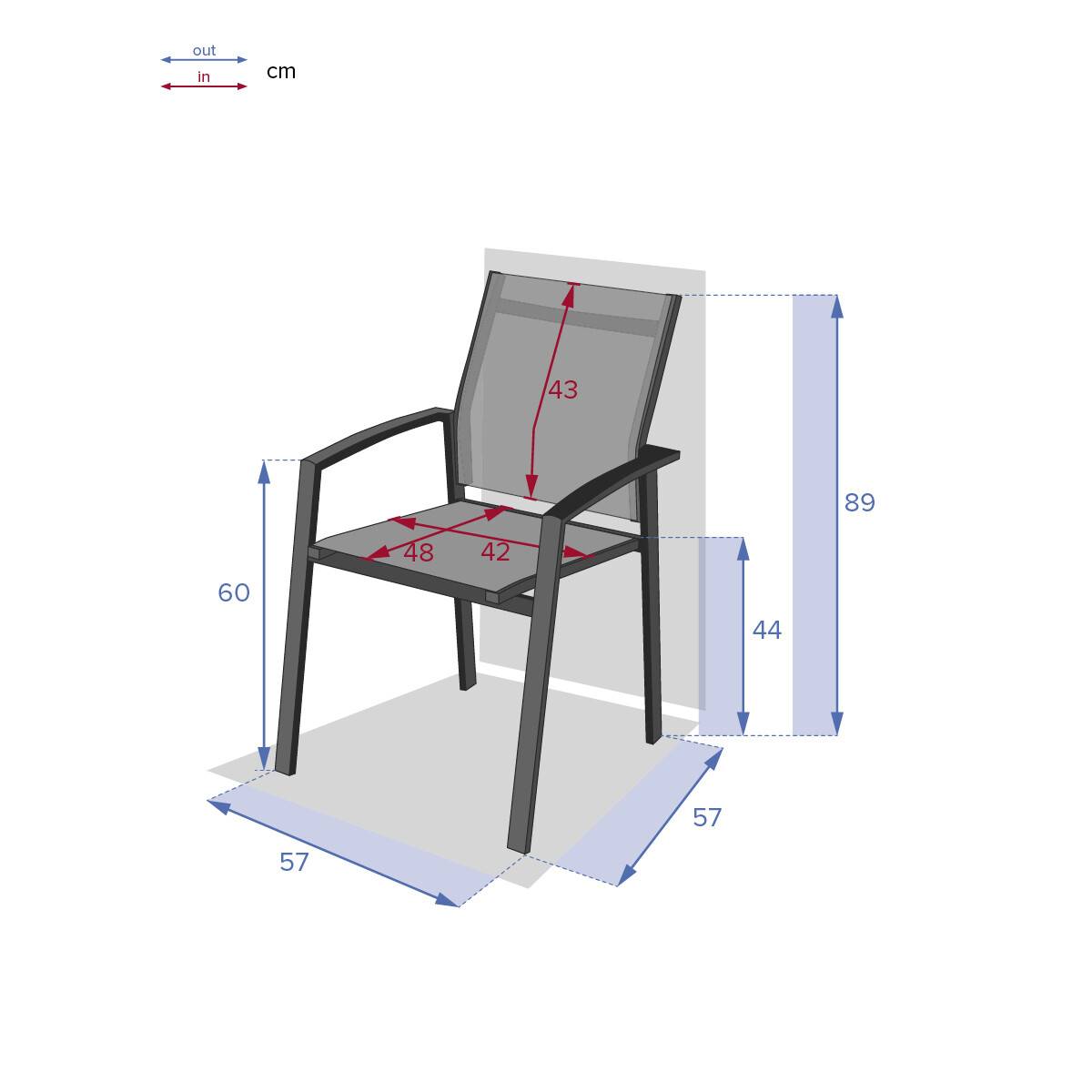 Hesperide - Fauteuil de jardin empilable "Axiome" silex & gris quartz en aluminium traité époxy Hespéride - Image 5