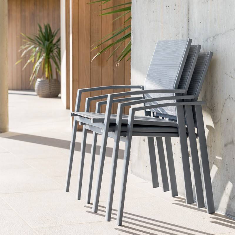 Hesperide - Fauteuil de jardin empilable "Axiome" silex & gris quartz en aluminium traité époxy Hespéride - Image 3