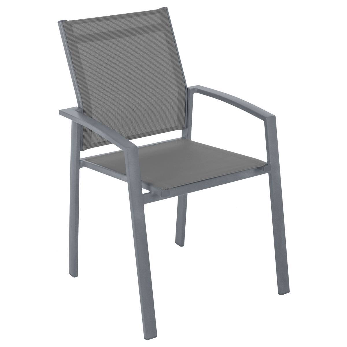 Hesperide - Fauteuil de jardin empilable "Axiome" silex & gris quartz en aluminium traité époxy Hespéride - Image 1