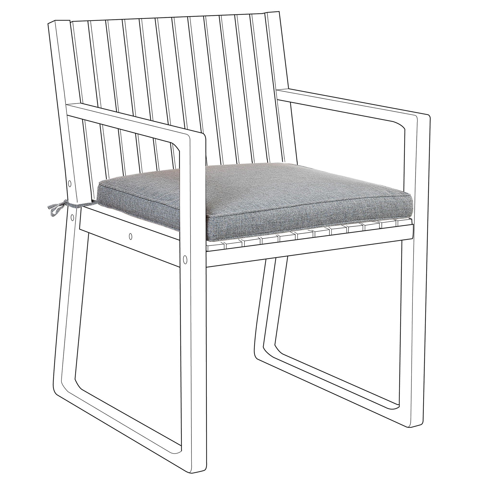 Beliani - Coussin d'Assise pour Chaise de Jardin 46 x 46 cm en Tissu Imperméable Gris Beliani - Image 4