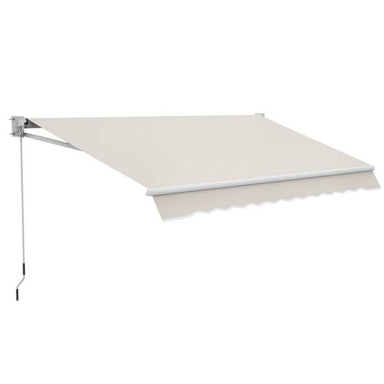Store banne manuel rétractable 200 x 250 cm store exterieur terrasse avec manivelle, imperméable et anti-UV, crème - Image 1
