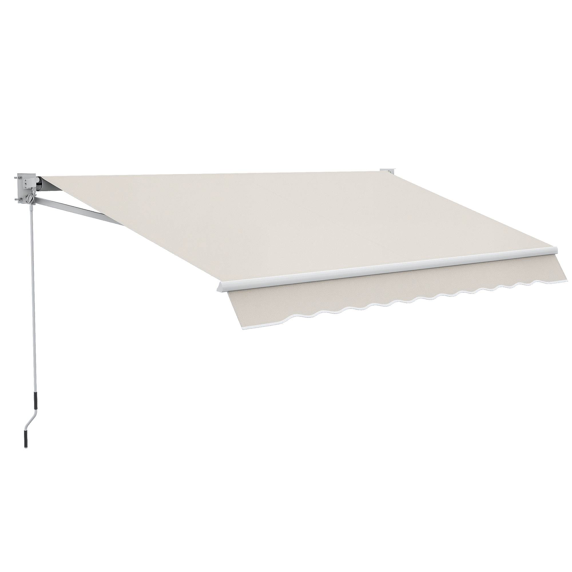 Store banne manuel rétractable 200 x 250 cm store exterieur terrasse avec manivelle, imperméable et anti-UV, crème - Image 1