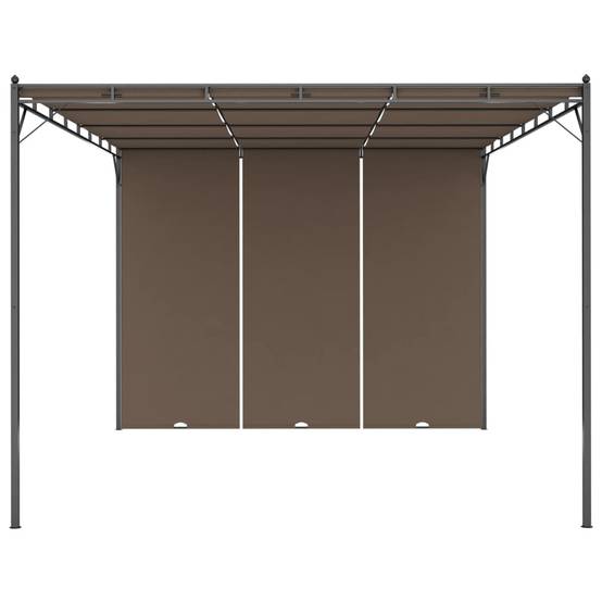 Pergola Jardin - Tonnelle - Belvédère de jardin avec rideau latéral 4x3x2,25 m Taupe - Image 3