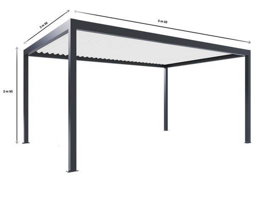 Pergola Bioclimatique Aluminium Autoportante Motorisée Éclairée 5x3,5 Anthracite SV ORIAL France - Image 2