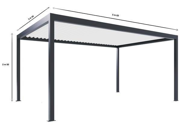 Pergola Bioclimatique Aluminium Autoportante Motorisée Éclairée 5x3,5 Anthracite SV ORIAL France - Image 2
