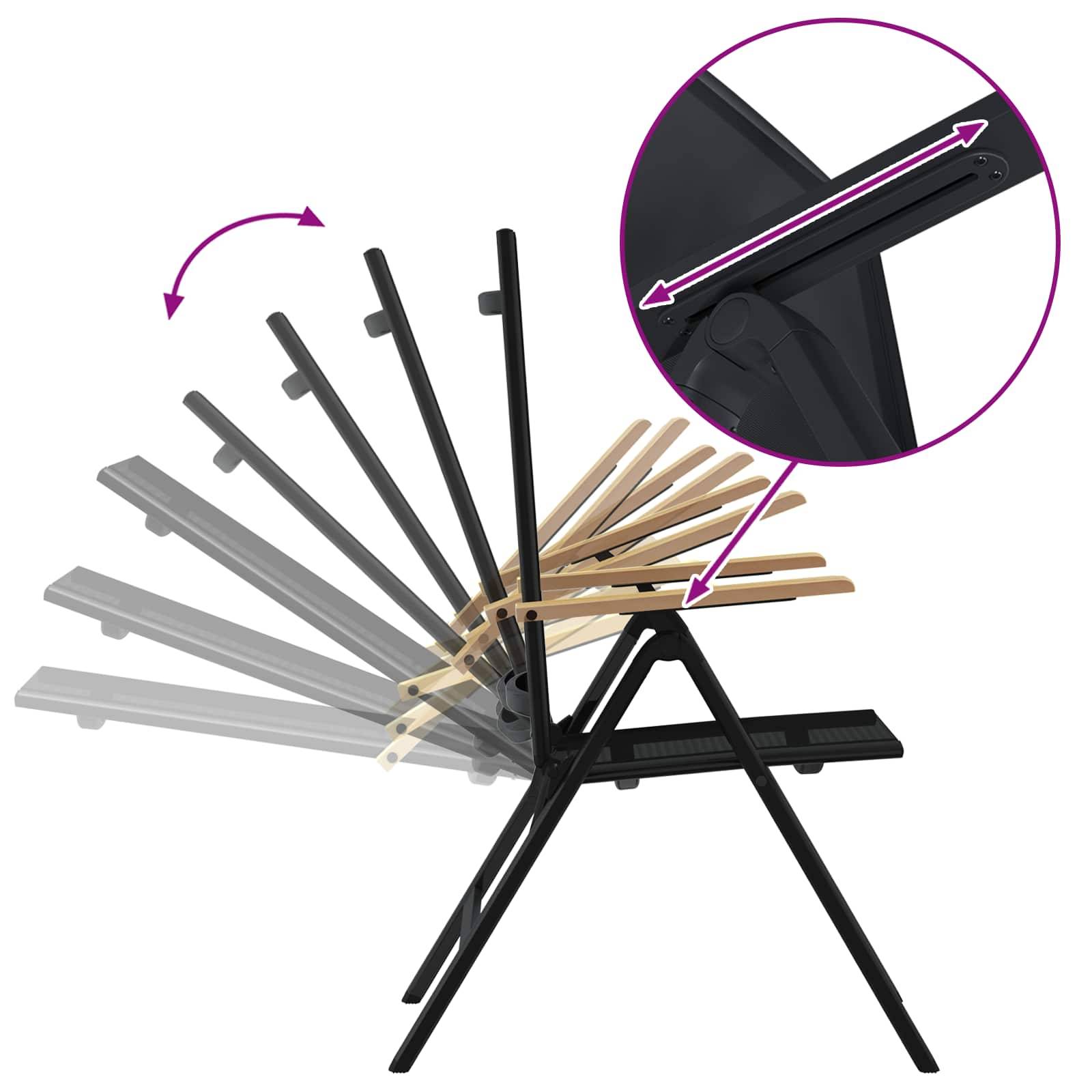 Chaises de jardin inclinables aluminium et textilène noir 58 x 73 x 111.5 cm - PANGIVO - Image 9