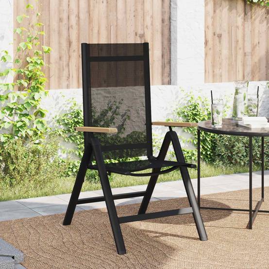 Chaises de jardin inclinables aluminium et textilène noir 58 x 73 x 111.5 cm - PANGIVO - Image 3