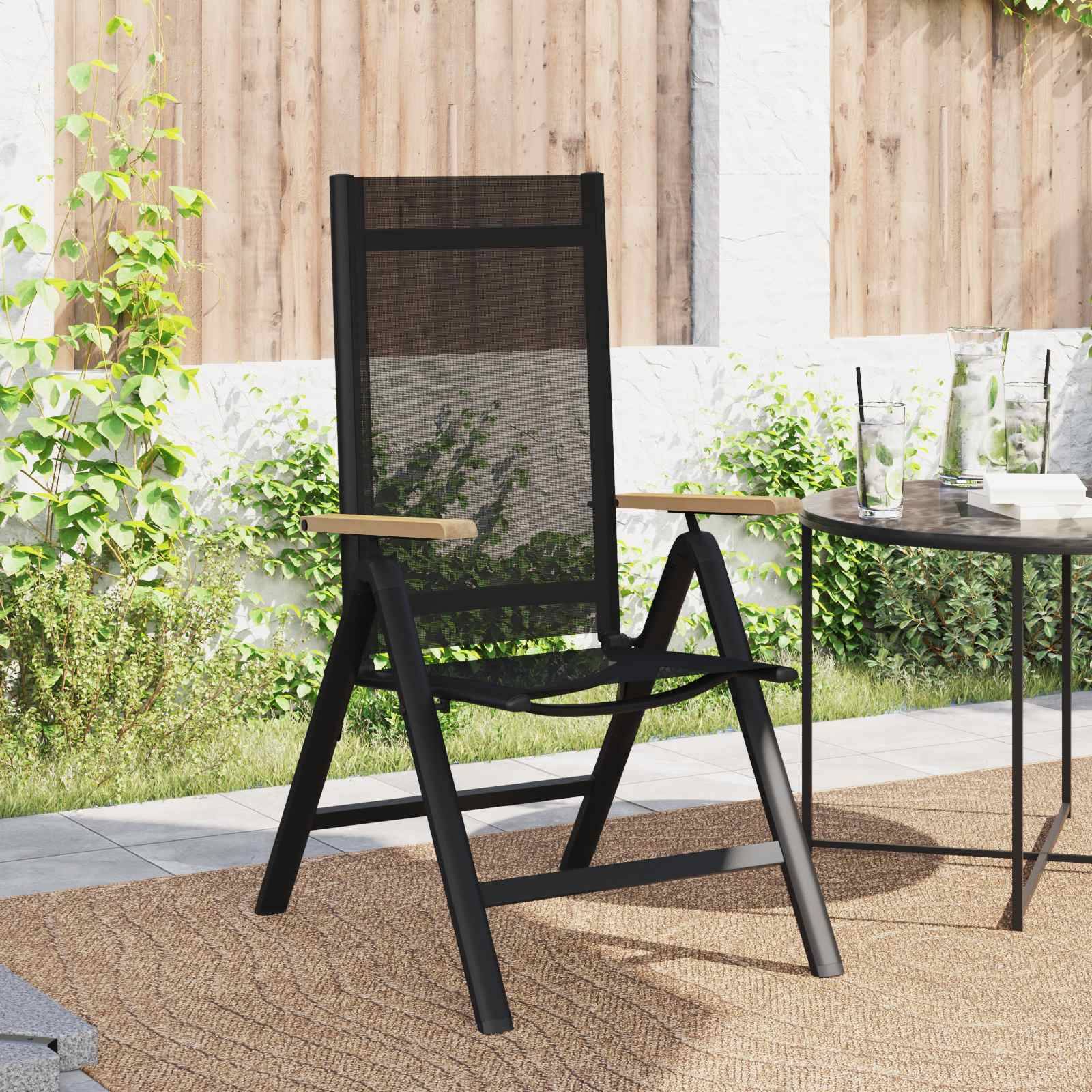 Chaises de jardin inclinables aluminium et textilène noir 58 x 73 x 111.5 cm - PANGIVO - Image 3