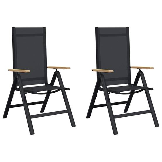 Chaises de jardin inclinables aluminium et textilène noir 58 x 73 x 111.5 cm - PANGIVO - Image 2