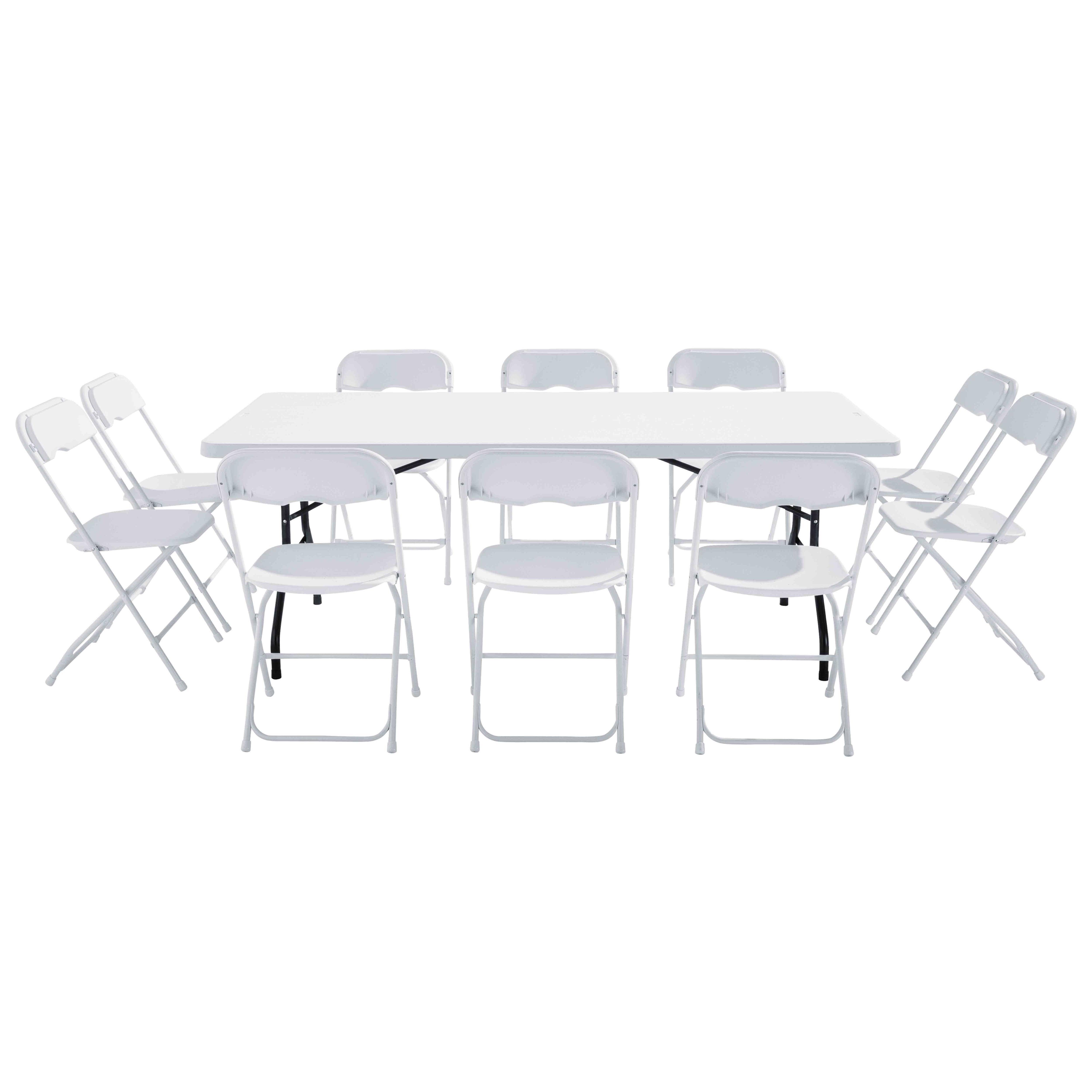 Oviala - Table monobloc et chaises pliantes 10 places 200cm PEHD REKKEM - Oviala - Image 2