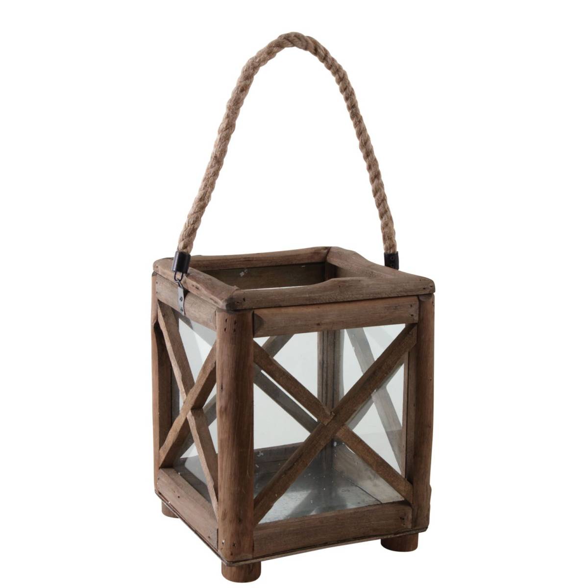 Aubry Gaspard - Lanterne de jardin carrée en bois et verre - Image 1