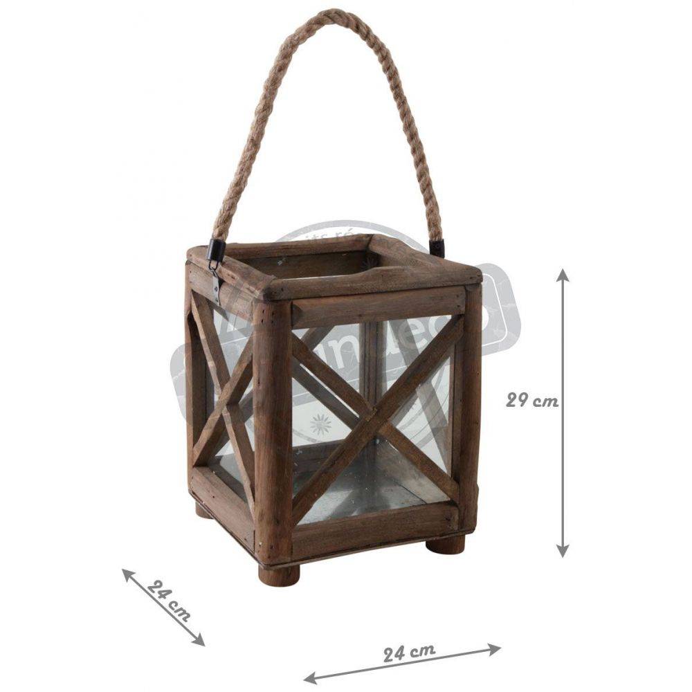 Aubry Gaspard - Lanterne de jardin carrée en bois et verre - Image 2
