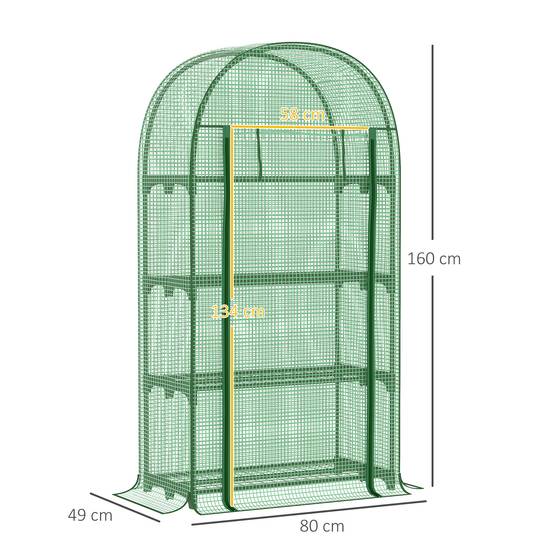 Sans Marque - Serre de jardin avec étagères métalliques, bâche en PE et porte enroulable, 80 x 49 x 160 cm, verte - Image 5